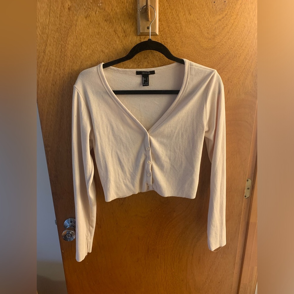 Cropped ribbed cardigan